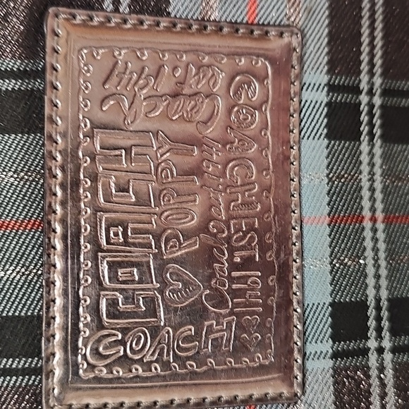 Coach Poppy Plaid Lurex Tartan Black and Gray Women's Tote Bag - Picture 4 of 17